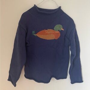 Classic Prep Navy Fraser Roll Neck Sweater with Duck Design. Size 7
